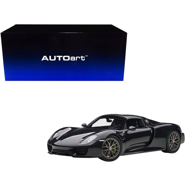 Porsche 918 Spyder Weissach Package Basalt Schwarz Black Metallic 1/12 Model Car by Autoart-Autoart-ModelCars.com
