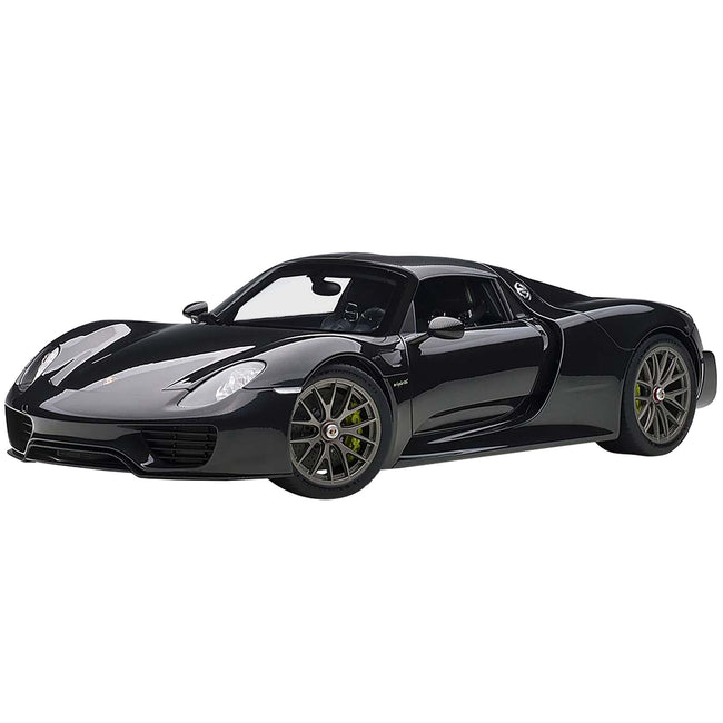 Porsche 918 Spyder Weissach Package Basalt Schwarz Black Metallic 1/12 Model Car by Autoart-Autoart-ModelCars.com
