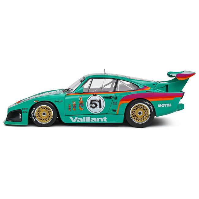 Porsche 935 K3 #51 "Kremer - Vaillant" Green with Stripes and Graphics "Competition" Series 1/18 Diecast Model Car by Solido-Solido-ModelCars.com