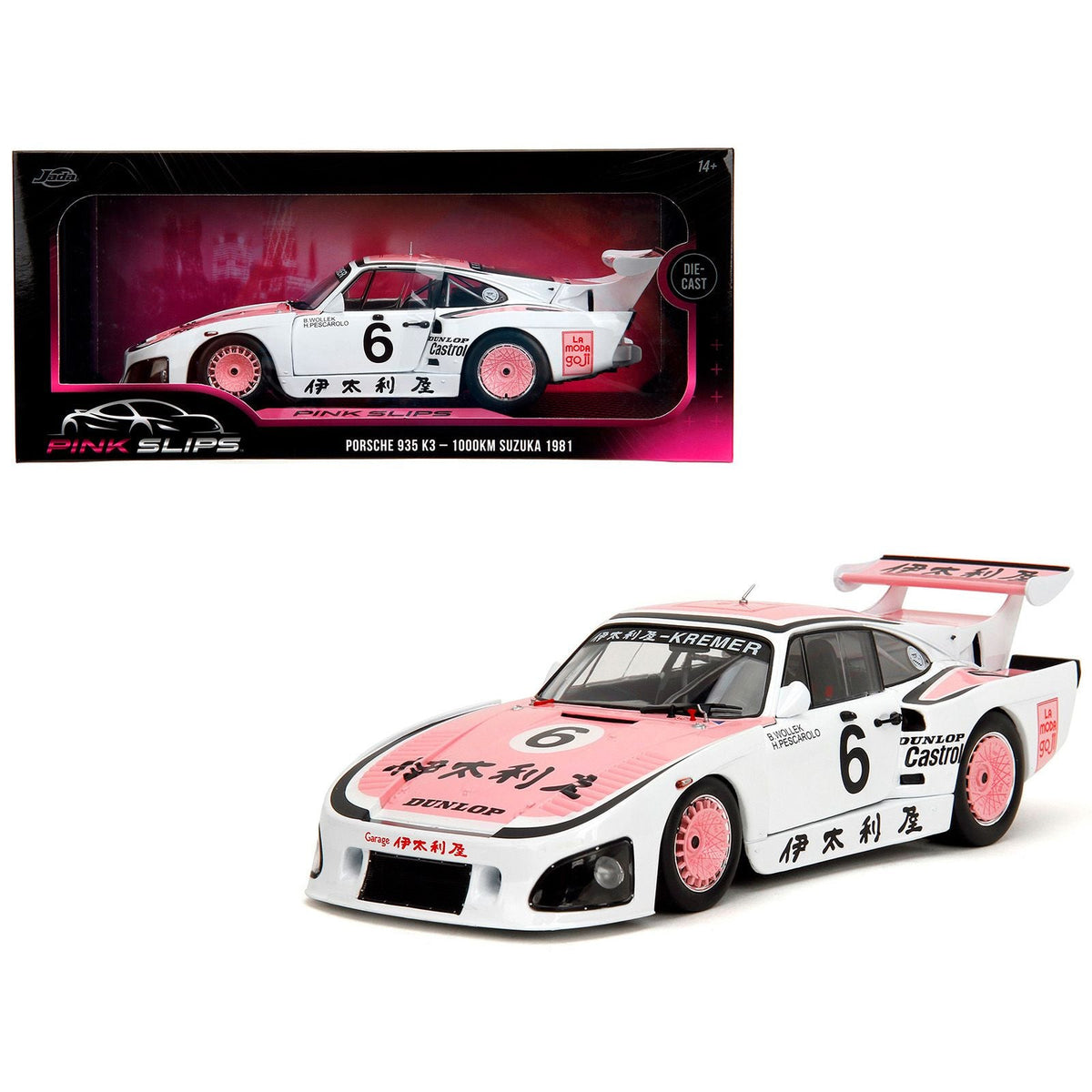 Porsche 935 K3 #6 Bob Wollek - Henri Pescarolo Winner "Suzuka 1000KM" (1981) "Pink Slips" Series 1/18 Diecast Model Car by Jada-Jada-ModelCars.com