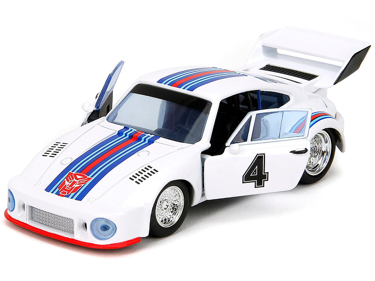 Porsche 935 Turbo #4 "Jazz" White with Blue and Red Stripes "Transformers" "Hollywood Rides" Series 1/32 Diecast Model Car by Jada-Jada-ModelCars.com