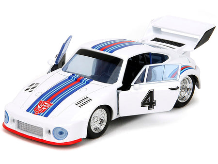 Porsche 935 Turbo #4 "Jazz" White with Blue and Red Stripes "Transformers" "Hollywood Rides" Series 1/32 Diecast Model Car by Jada-Jada-ModelCars.com