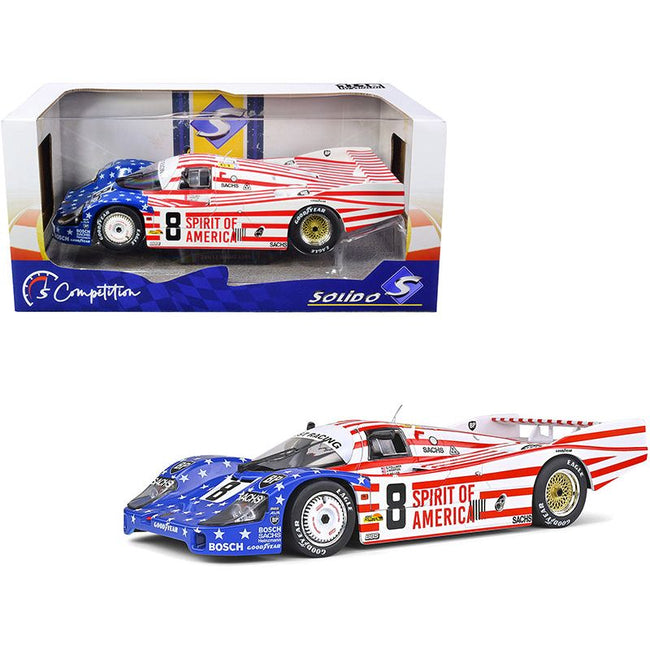 Porsche 956LH RHD (Right Hand Drive) 8 G. Follmer - J. Morton - K. Miller "Spirit of America" 24H of Le Mans (1986) "Competition" Series 1/18 Diecast Model Car by Solido - Solido - ModelCars.com