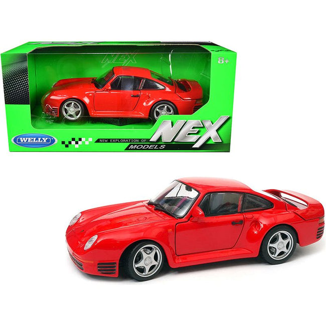 Porsche 959 Red with Silver Wheels "NEX Models" 1/24 Diecast Model Car by Welly - Welly - ModelCars.com