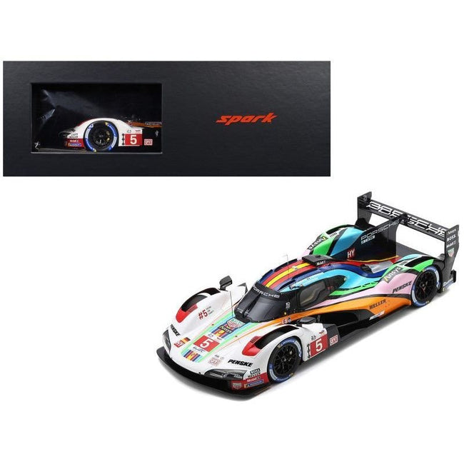 Porsche 963 #5 Dane Cameron - Michael Christensen - Frederic Makowiecki "Porsche Penske Motorsport" "24 Hours of Le Mans" (2023) with Acrylic Display Case 1/18 Model Car by Spark-Spark-ModelCars.com