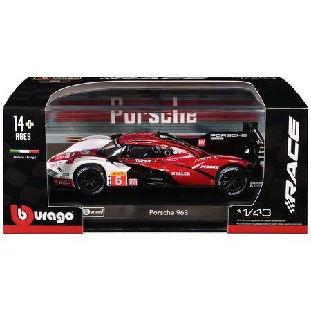 Porsche 963 #5 Dane Cameron - Michael Christensen - Frederic Makowiecki "Porsche Penske Motorsport" Hypercar "24 Hours of Le Mans" (2023) "Race" Series 1/43 Diecast Model Car by Bburago-Bburago-ModelCars.com