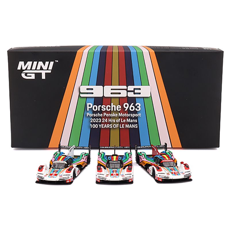 Porsche 963 "Porsche Penske Motorsport" 24 Hours of Le Mans (2023) Set of 3 Cars Limited Edition to 3000 pieces Worldwide 1/64 Diecast Model Car by Mini GT-Mini GT-ModelCars.com