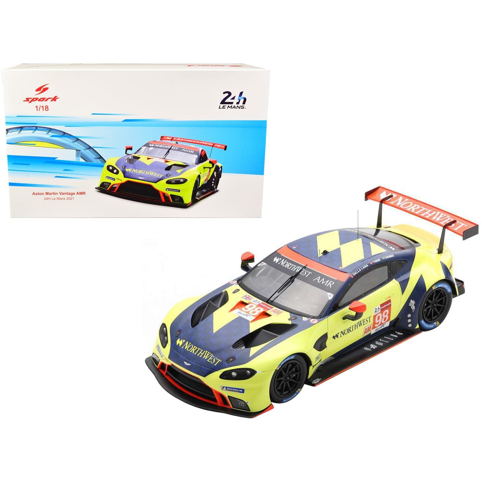 Porsche Aston Martin Vantage AMR 98 Marcos Gomes - Paul Dalla Lana - Nicki Thiim "Aston Martin Racing" LMGTE Am Class 24 Hours of Le Mans (2021) 1/18 Model Car by Spark - Spark - ModelCars.com