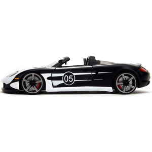 Porsche Carrera GT Convertible #05 Black with White Graphics "Hyper-Spec" Series 1/24 Diecast Model Car by Jada