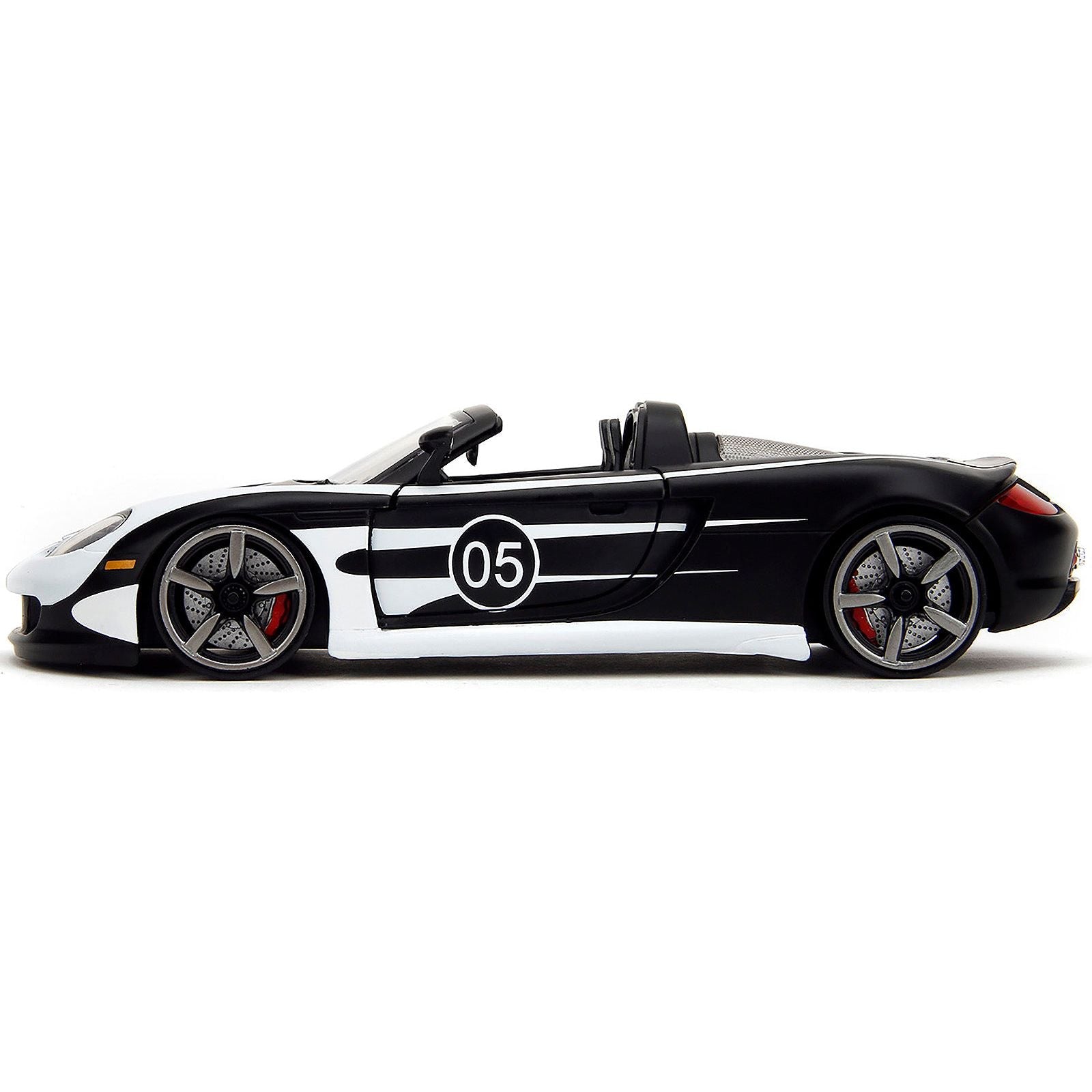 Porsche Carrera GT Convertible 05 Black with White Graphics "Hyper - Spec" Series 1/24 Diecast Model Car by Jada - Jada - ModelCars.com