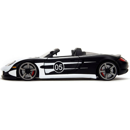 Porsche Carrera GT Convertible 05 Black with White Graphics "Hyper - Spec" Series 1/24 Diecast Model Car by Jada - Jada - ModelCars.com