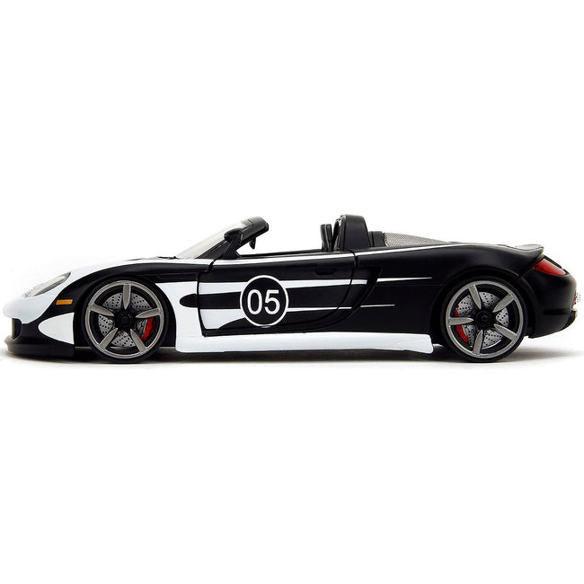 Porsche Carrera GT Convertible 05 Black with White Graphics "Hyper - Spec" Series 1/24 Diecast Model Car by Jada - Jada - ModelCars.com