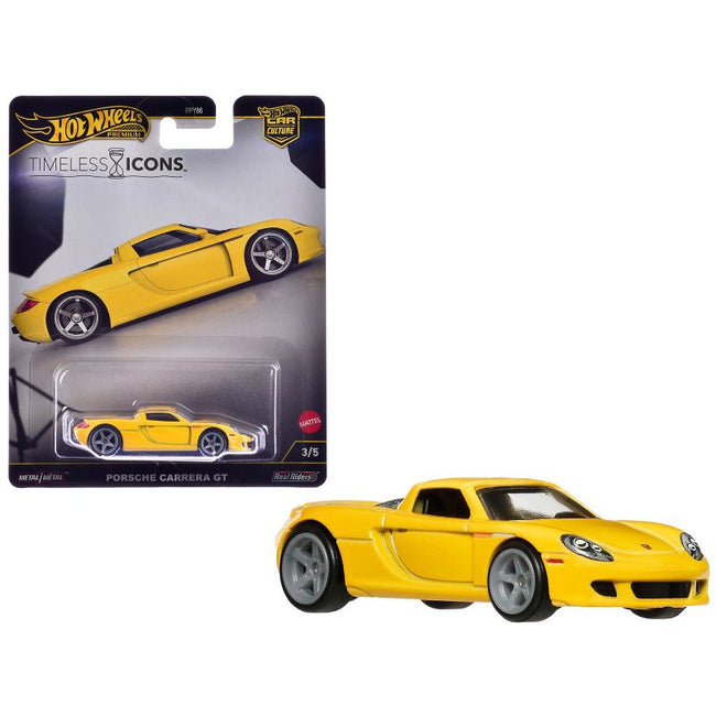 Porsche Carrera GT Yellow "Timeless Icons" Series Diecast Model Car by Hot Wheels-Hotwheels-ModelCars.com