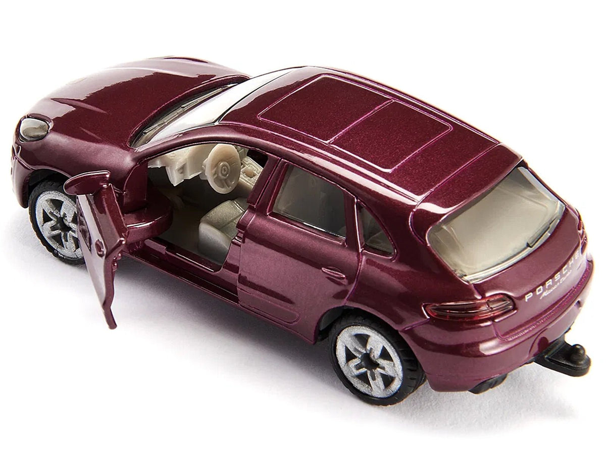 Porsche Macan Turbo Maroon Metallic and Dethleffs Exclusiv Emotion Caravan with Figures and Camp Accessories Set 1/55 Diecast Model by Siku-SIKU-ModelCars.com
