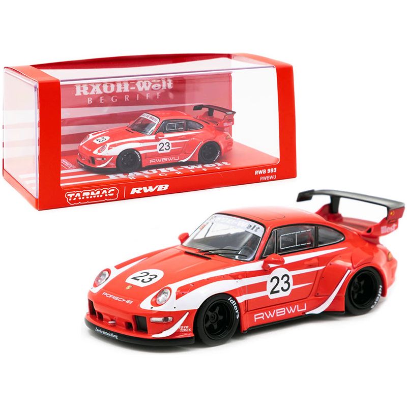Porsche RWB 993 23 "RWBWU" Red with White Stripes "RAUH - Welt BEGRIFF" 1/43 Diecast Model Car by Tarmac Works - Tarmac Works - ModelCars.com
