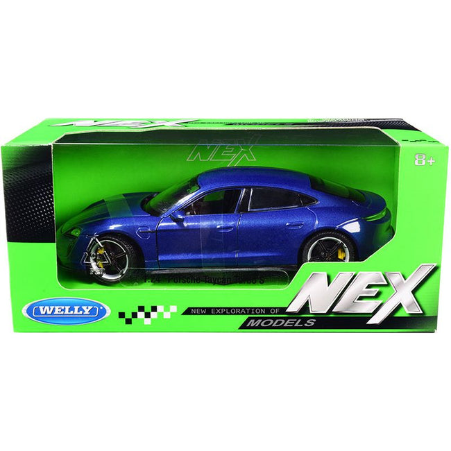 Porsche Taycan Turbo S Blue Metallic "NEX Models" 1/24 Diecast Model Car by Welly - Welly - ModelCars.com