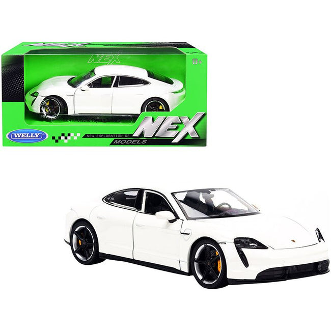 Porsche Taycan Turbo S White "NEX Models" 1/24 Diecast Model Car by Welly - Welly - ModelCars.com