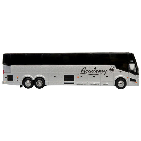 Prevost H3 - 45 Coach Bus "Academy Bus Lines" Silver Metallic Limited Edition 1/87 (HO) Diecast Model by Iconic Replicas - Iconic Replicas - ModelCars.com