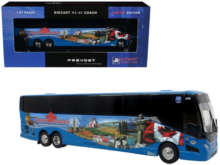 Prevost H3-45 Coach Bus "Great Canadian Coaches" Blue with Graphics Limited Edition 1/87 (HO) Diecast Model by Iconic Replicas-Iconic Replicas-ModelCars.com