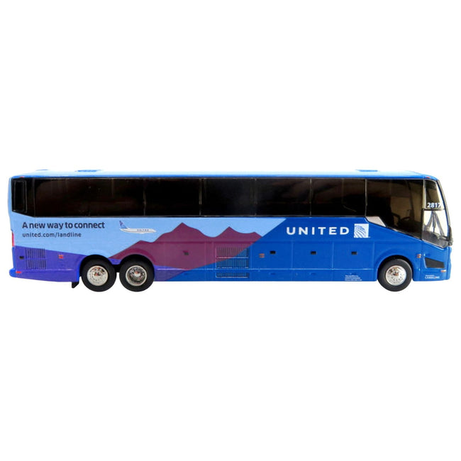 Prevost H3 - 45 Coach Bus "United Airlines" Blue with Graphics Limited Edition 1/87 (HO) Diecast Model by Iconic Replicas - Iconic Replicas - ModelCars.com