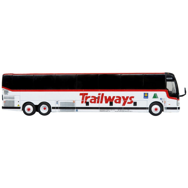 Prevost X3 - 45 Coach Bus "Trailways - Adirondack Transit Lines" White with Red Stripes Limited Edition 1/87 (HO) Diecast Model by Iconic Replicas - Iconic Replicas - ModelCars.com