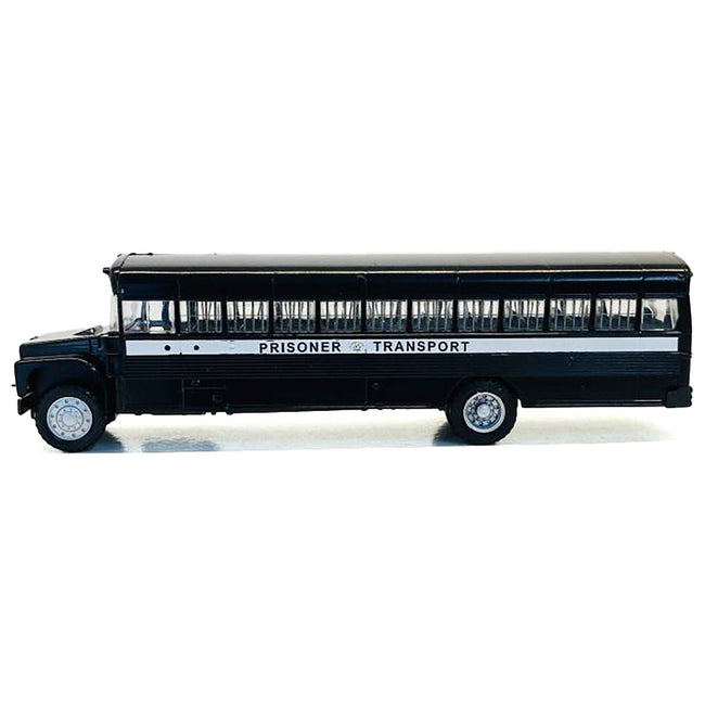 Prisoner Transport Bus Black 1/87 (HO) Plastic Model Car by Promotex-Promotex-ModelCars.com