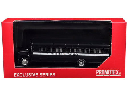 Prisoner Transport Bus Black 1/87 (HO) Plastic Model Car by Promotex-Promotex-ModelCars.com