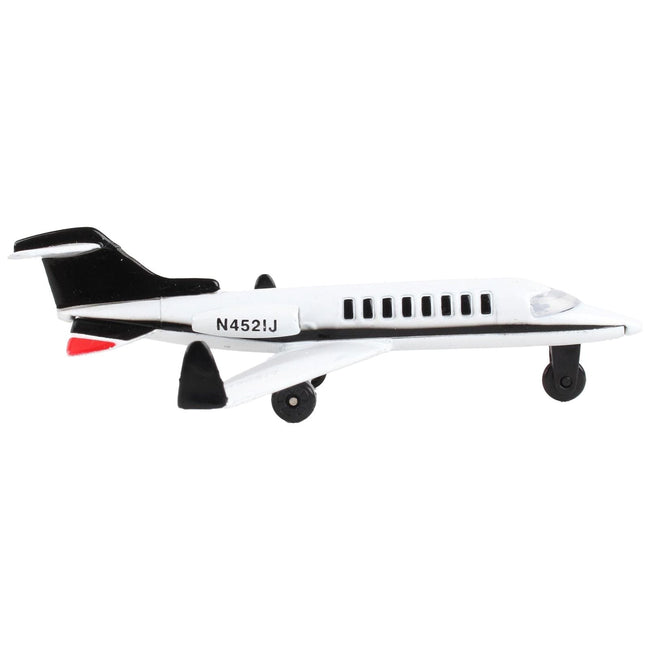 Private Jet Commercial Aircraft White with Black Tail "N452IJ" with Runway Section Diecast Model Airplane by Runway24 - Runway24 - ModelCars.com