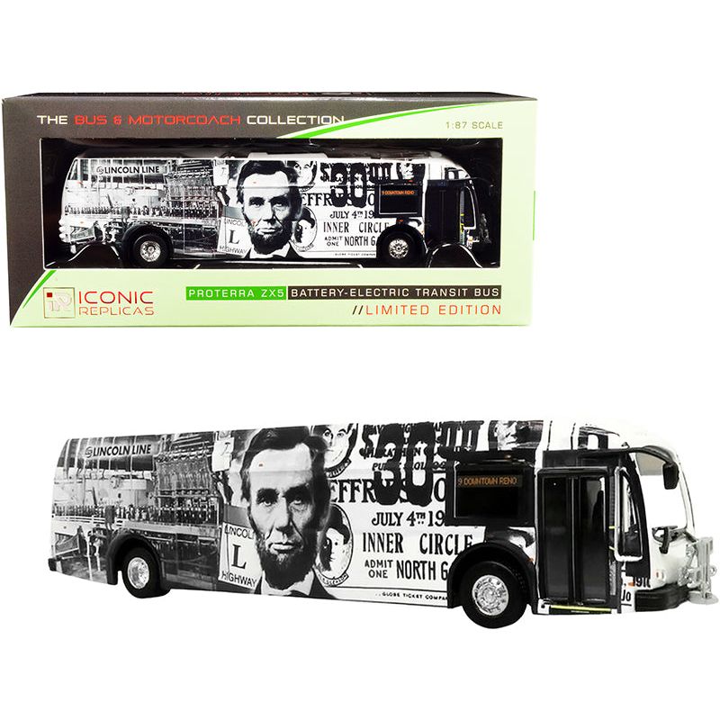 Proterra ZX5 Battery - Electric Transit Bus 9 "Downtown Reno" "Lincoln Line" (Nevada) "The Bus & Motorcoach Collection" 1/87 (HO) Diecast Model by Iconic Replicas - Iconic Replicas - ModelCars.com
