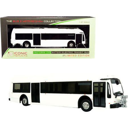 Proterra ZX5 Battery - Electric Transit Bus Blank White "The Bus & Motorcoach Collection" 1/87 (HO) Diecast Model by Iconic Replicas - Iconic Replicas - ModelCars.com