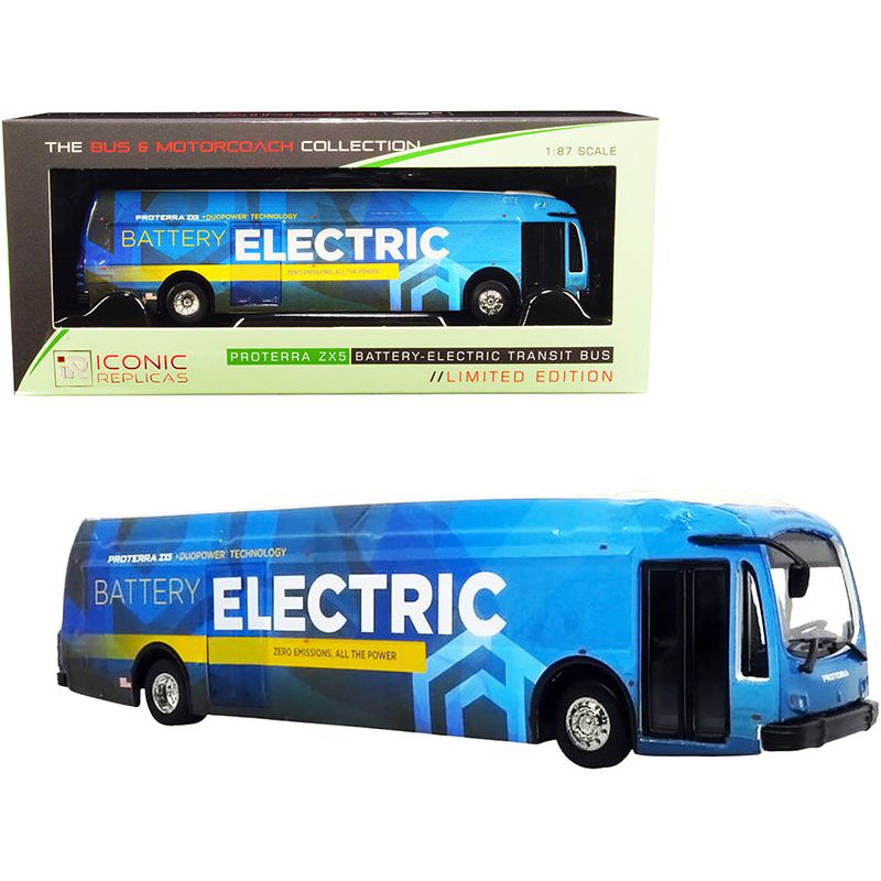 Proterra ZX5 "Battery - Electric" Transit Bus Corporate Blue with White Top "The Bus & Motorcoach Collection" 1/87 (HO) Diecast Model by Iconic Replicas - Iconic Replicas - ModelCars.com