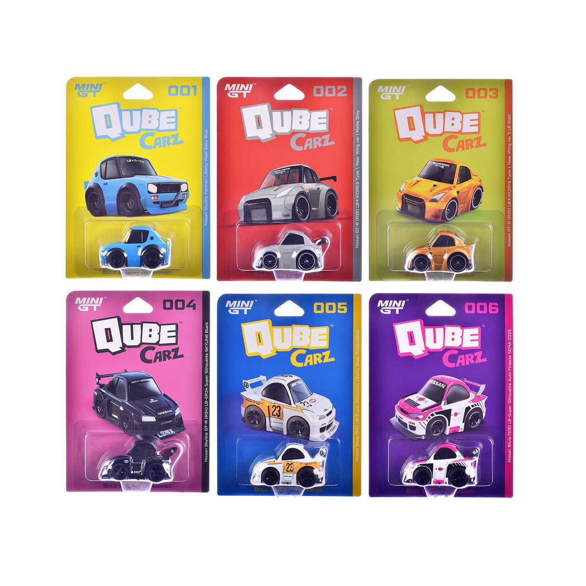 "QubeCarz" Series #1 Set of 6 pieces 1/64 Diecast Model Cars by Mini GT-Mini GT-ModelCars.com