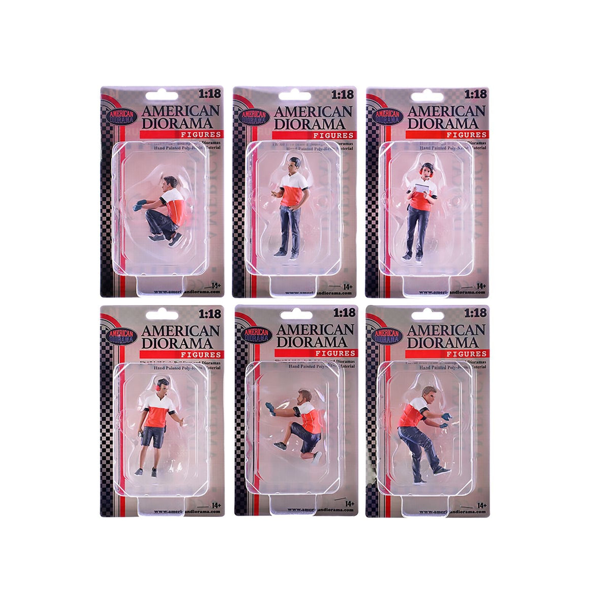 "Race Crew" 6 piece Figure Set for 1/18 scale models by American Diorama-American Diorama-ModelCars.com