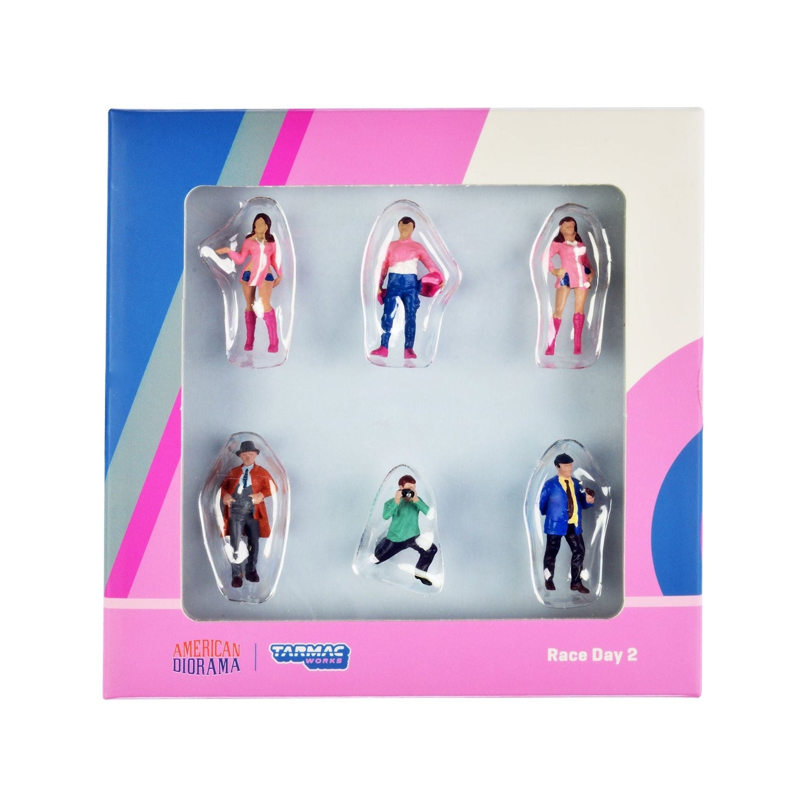 "Race Day 2" 6 piece Diecast Figure Set for 1/64 Scale Models by Tarmac Works & American Diorama - Tarmac Works - ModelCars.com