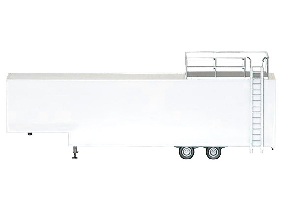 Race Horse Transport Trailer White 1/87 (HO) Plastic Model by Promotex-Promotex-ModelCars.com