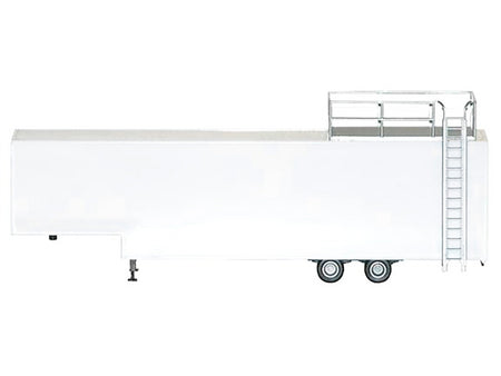 Race Horse Transport Trailer White 1/87 (HO) Plastic Model by Promotex-Promotex-ModelCars.com
