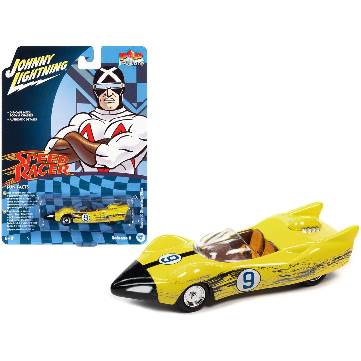 Racer X's Shooting Star (Raced Version) "Speed Racer" (1967) TV Series "Pop Culture" 2022 Release 2 1/64 Diecast Model Car by Johnny Lightning-Johnny Lightning-ModelCars.com