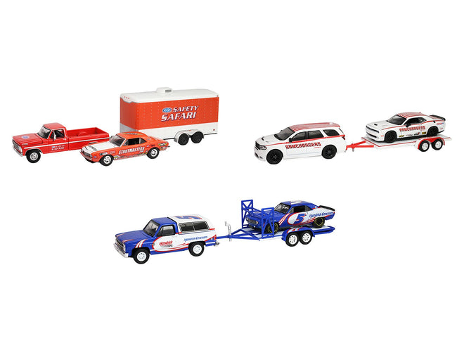 "Racing Hitch & Tow" Series #6 Set of 3 pieces 1/64 Diecast Model Cars by Greenlight-Greenlight-ModelCars.com