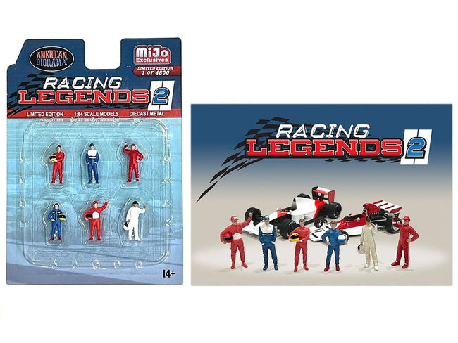"Racing Legends 2" 6 piece Diecast Set (6 Driver Figures) Limited Edition to 4800 pieces Worldwide for 1/64 Scale Models by American Diorama-American Diorama-ModelCars.com