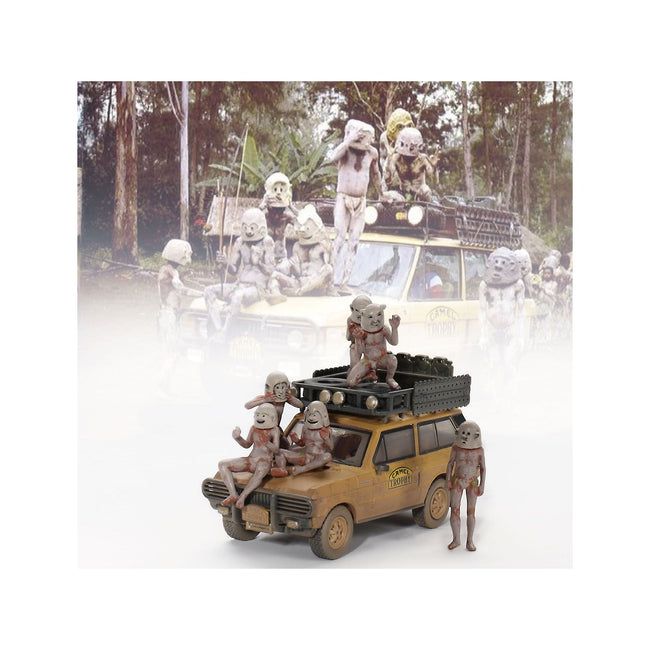 Range Rover with Roofrack Tan (Dirty Version) "Camel Trophy - Papua New Guinea Team USA" (1982) with "Papua New Guinea Asaro Mudmen" 6 piece Figure Set 1/64 Diecast Model Car by Mini GT - Mini GT - ModelCars.com