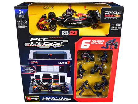Red Bull Racing Pit Pass Diorama Set with RB21 1 Max Verstappen "Formula One F1 World Championship" (2025) "Formula Racing" Series 1/43 Diecast Model by Bburago-Bburago-ModelCars.com