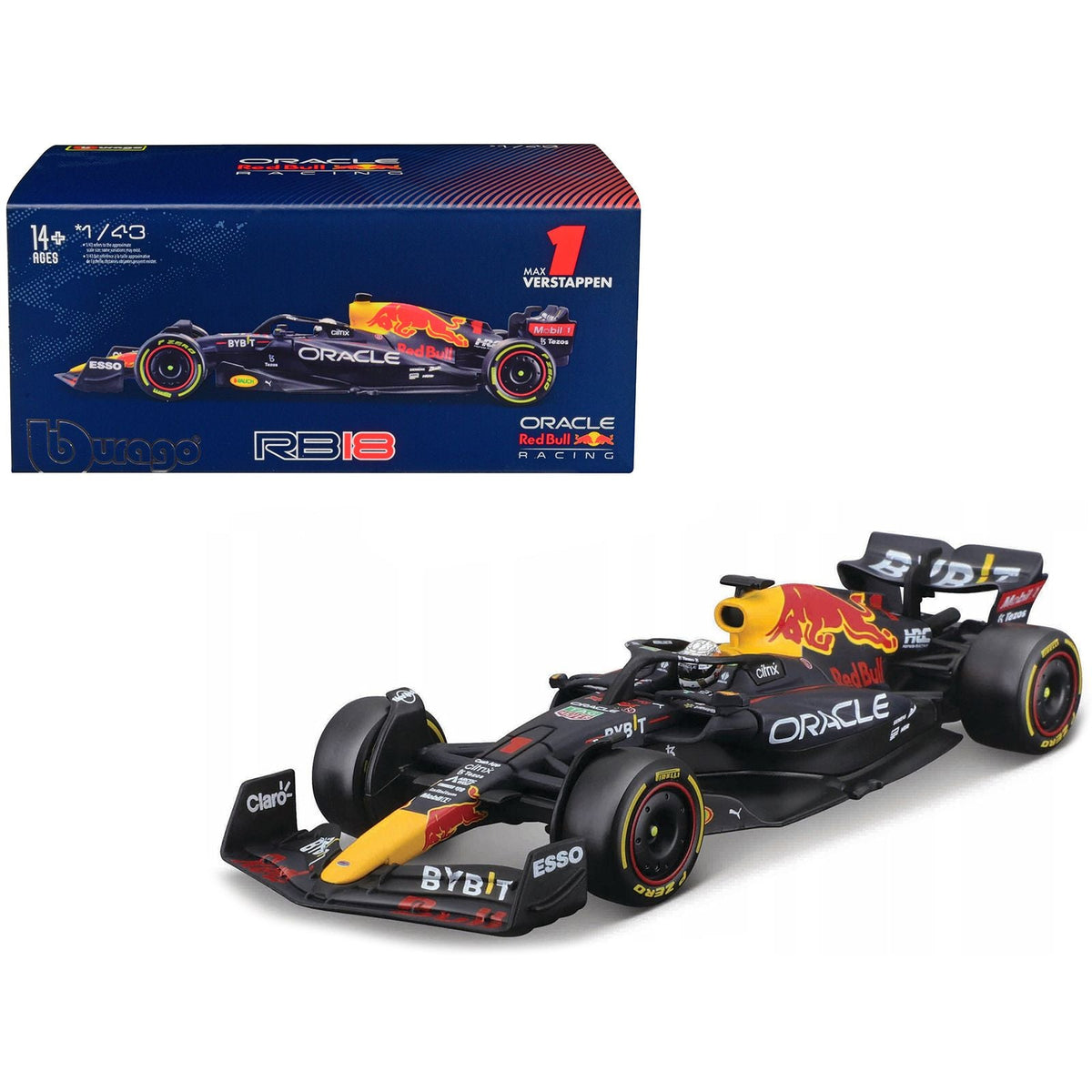Red Bull Racing RB18 #1 Max Verstappen "Formula One F1 World Championship" (2022) with Display Case 1/43 Diecast Model Car by Bburago-Bburago-ModelCars.com
