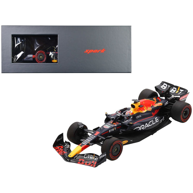 Red Bull Racing RB18 1 Max Verstappen "Oracle" Winner Formula One F1 Dutch GP (2022) with Acrylic Display Case 1/18 Model Car by Spark - Spark - ModelCars.com