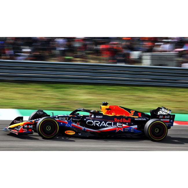 Red Bull Racing RB19 1 Max Verstappen "Oracle" Winner F1 Formula One "United States GP" (2023) with Driver Limited Edition to 336 pieces Worldwide 1/18 Diecast Model Car by Minichamps - Minichamps - ModelCars.com