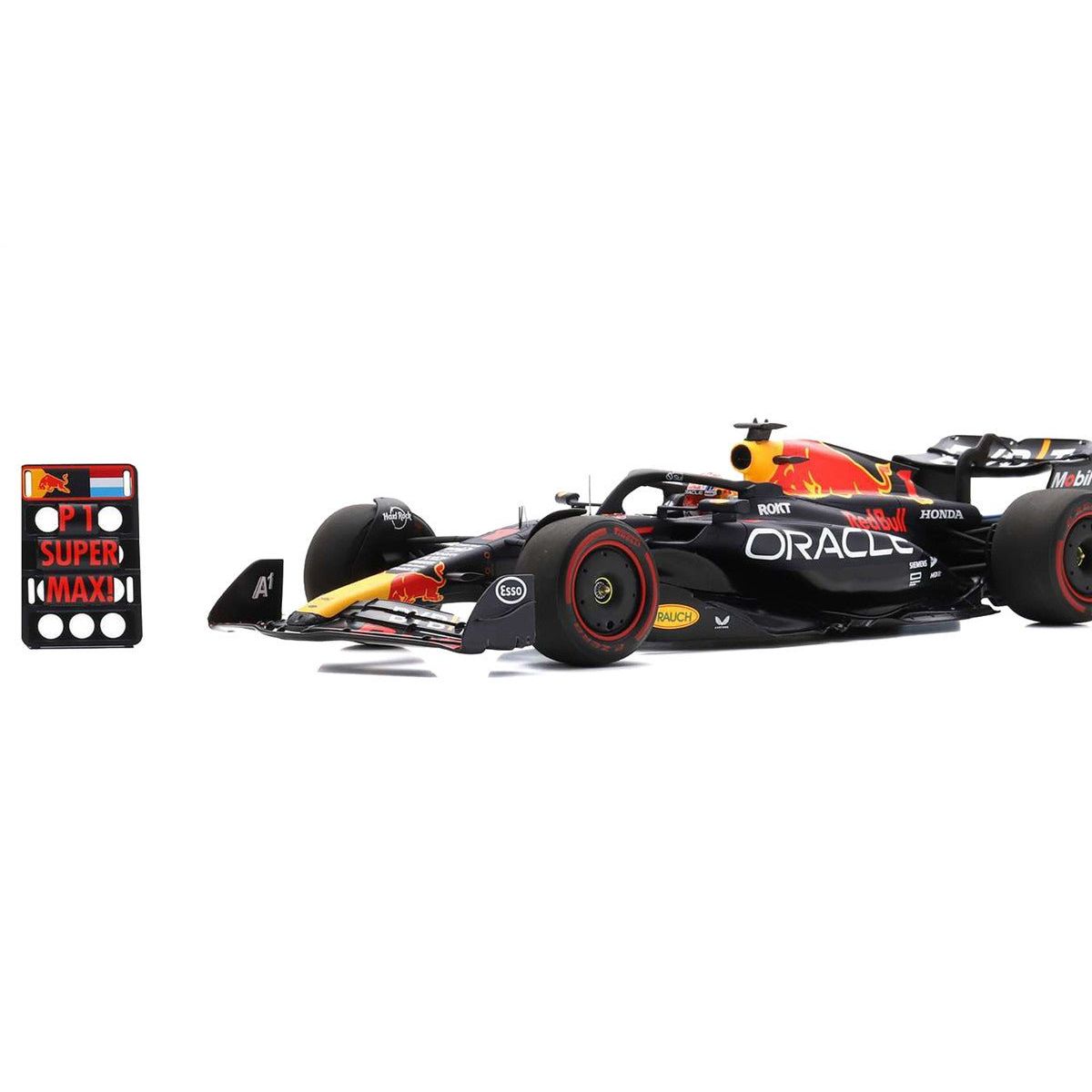 Red Bull Racing RB19 1 Max Verstappen "Oracle" Winner Formula One F1 "British GP" (2023) with Pit Board and Acrylic Display Case 1/18 Model Car by Spark - Spark - ModelCars.com