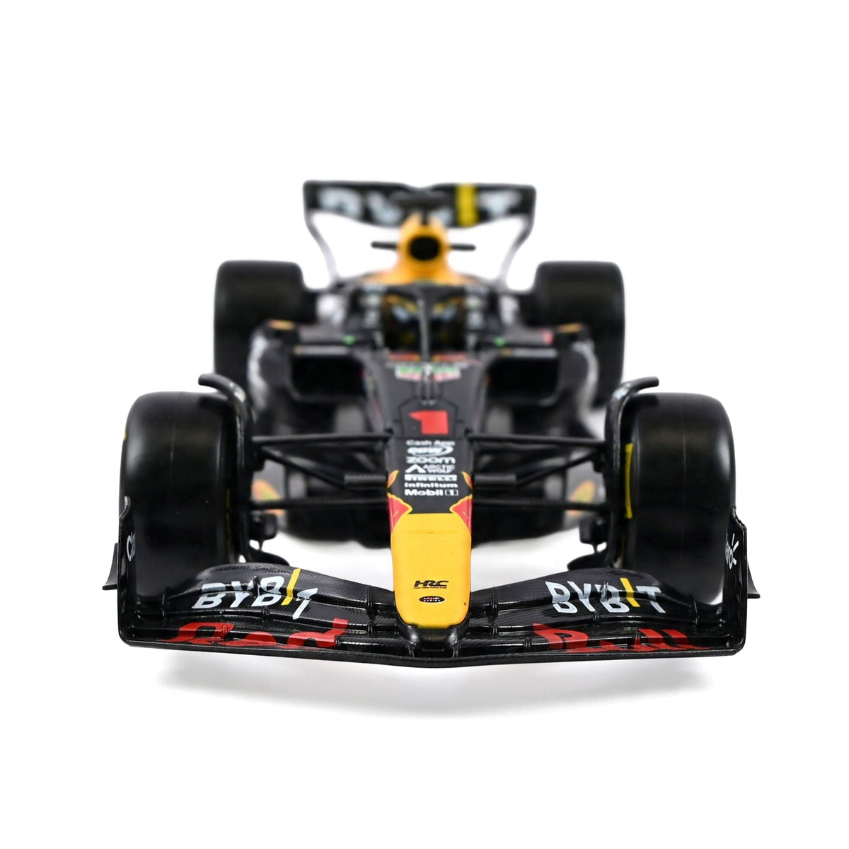 Red Bull Racing RB19 #1 Max Verstappen "Oracle" Winner Formula One F1 Championship "Drivers' Champion" (2023) with Display Case 1/24 Diecast Model Car by Bburago-Bburago-ModelCars.com