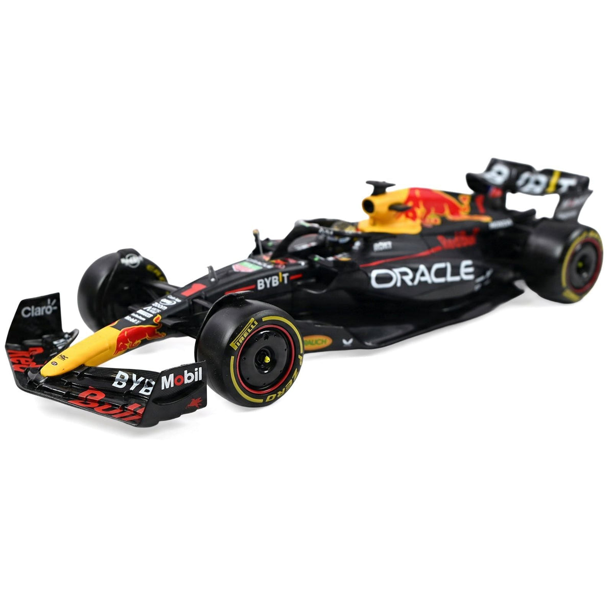 Red Bull Racing RB19 #1 Max Verstappen "Oracle" Winner Formula One F1 Championship "Drivers' Champion" (2023) with Display Case 1/24 Diecast Model Car by Bburago-Bburago-ModelCars.com
