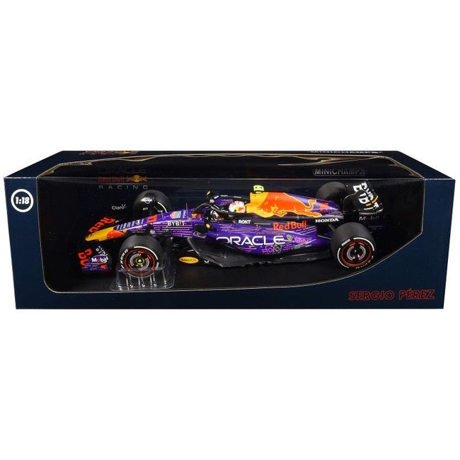 Red Bull Racing RB19 11 Sergio Perez "Oracle" 3rd Place F1 Formula One "Las Vegas GP" (2023) with Driver Limited Edition to 114 pieces Worldwide 1/18 Diecast Model Car by Minichamps - Minichamps - ModelCars.com