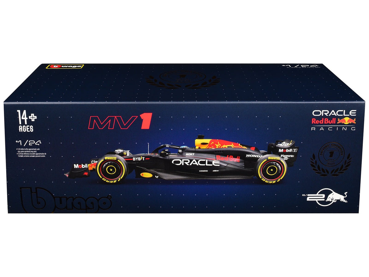 Red Bull Racing RB20 1 Max Verstappen "Oracle" Winner Formula One F1 Championship "Drivers' Champion" (2024) with Display Case 1/24 Diecast Model Car by Bburago-Bburago-ModelCars.com