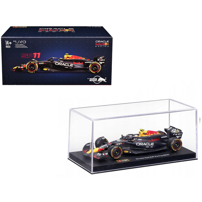 Red Bull Racing RB20 #11 Sergio Perez "Oracle" Formula One F1 World Championship (2024) with Driver Figure and Display Case "Race" Series 1/43 Diecast Model Car by Bburago-Bburago-ModelCars.com
